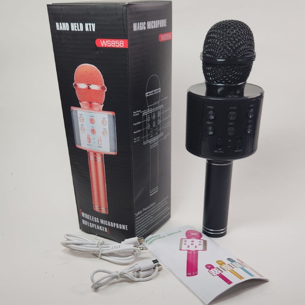 Wireless Bluetooth Microphone with Hi Fi speakers, Many features WS858